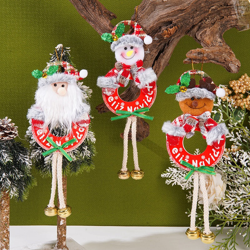 Plush Christmas Hanging Ornament With Festive Gold Bells