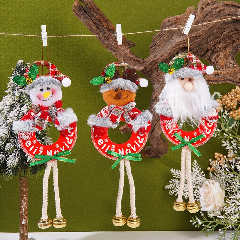 Plush Christmas Hanging Ornament With Festive Gold Bells