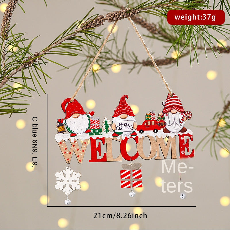 Christmas Welcome Door Sign – Rustic Wooden Decor