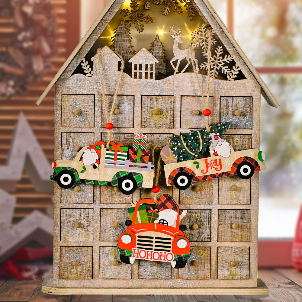 Christmas Car Ornaments – 3-Piece Rustic Wood Set
