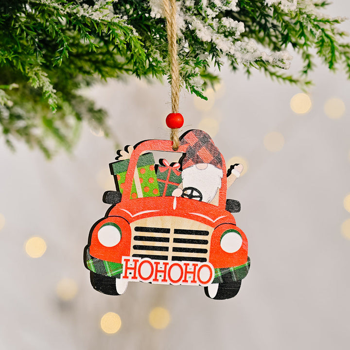 Christmas Car Ornaments – 3-Piece Rustic Wood Set