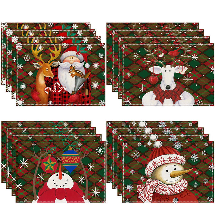 Christmas Plaid Linen Placemats for Festive Tables