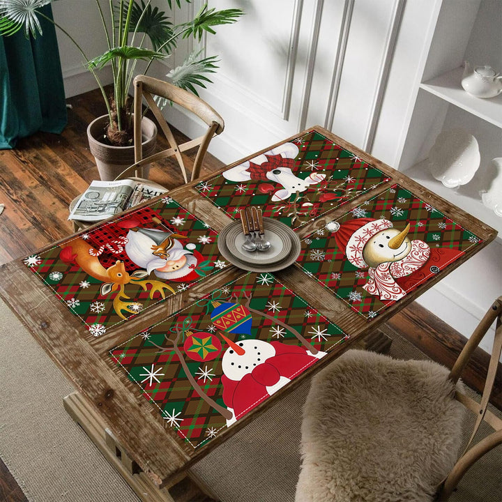 Christmas Plaid Linen Placemats for Festive Tables