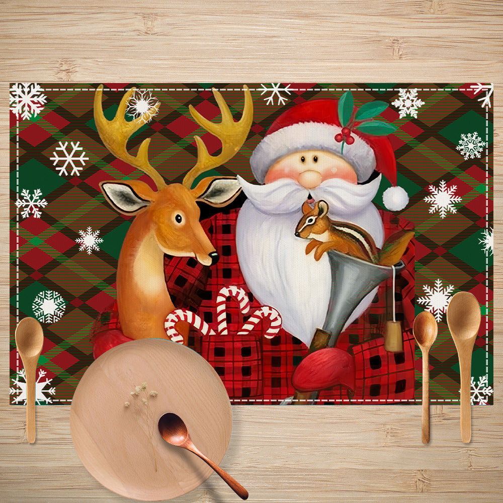 Christmas Plaid Linen Placemats for Festive Tables
