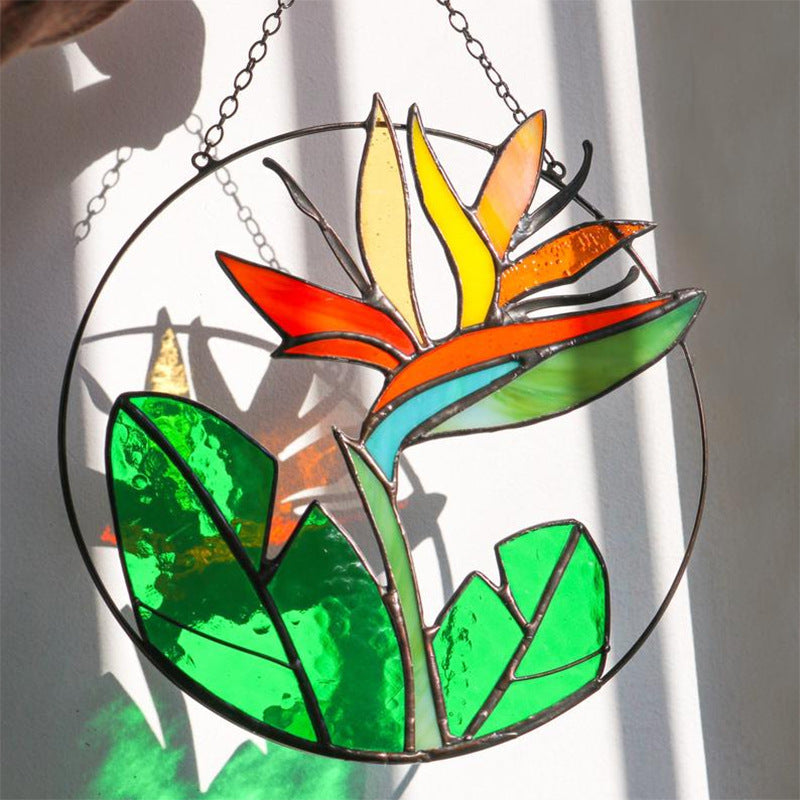 Acrylic Window Pendant Decoration – Colorful Botanical Charm