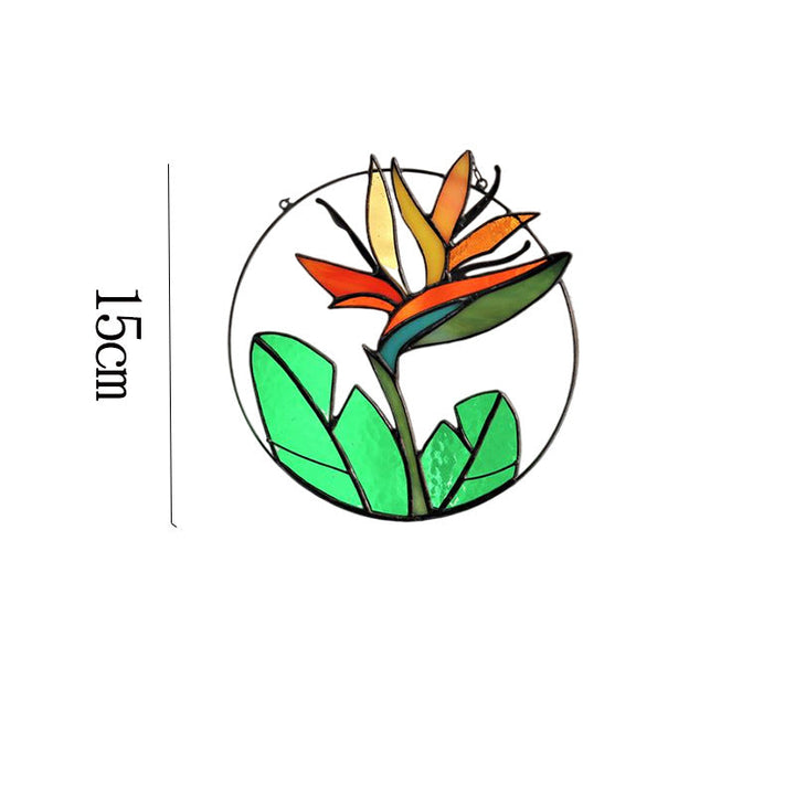 Acrylic Window Pendant Decoration – Colorful Botanical Charm