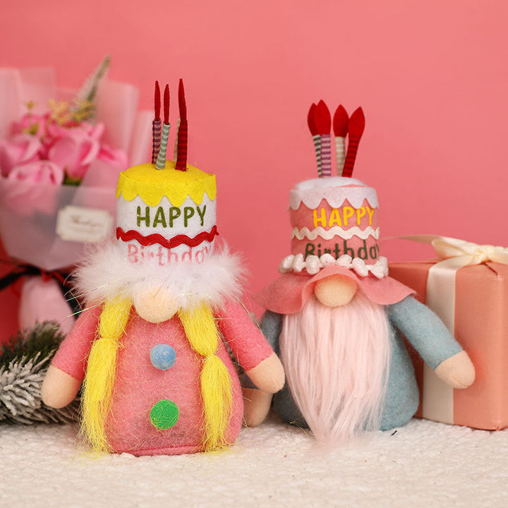 Birthday Gnome Doll Cake Hat Tabletop Decoration