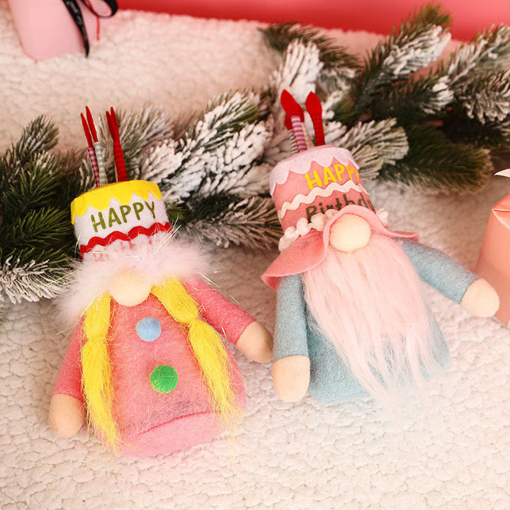 Birthday Gnome Doll Cake Hat Tabletop Decoration