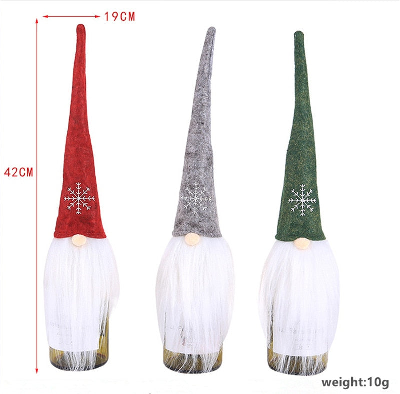 Santa Bottle Cover Set - Christmas Wine Table Decor