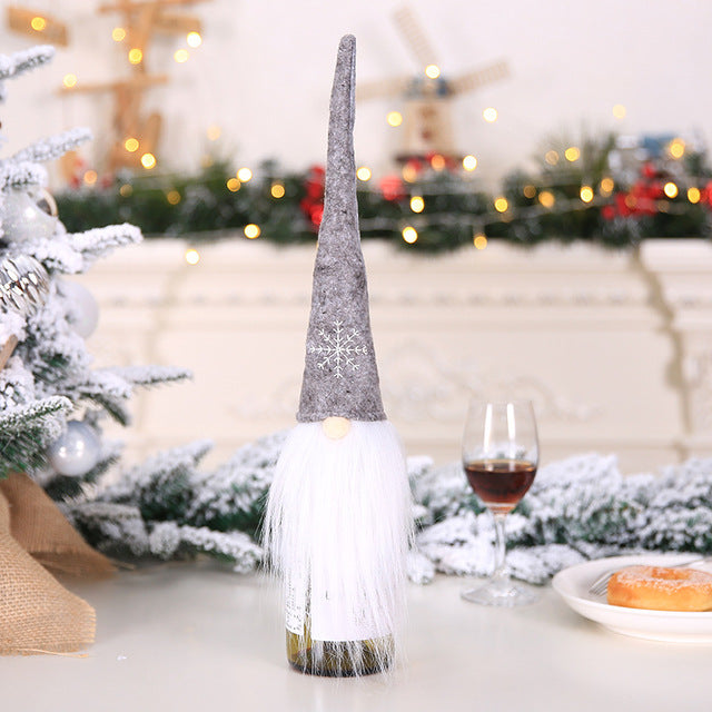 Santa Bottle Cover Set - Christmas Wine Table Decor