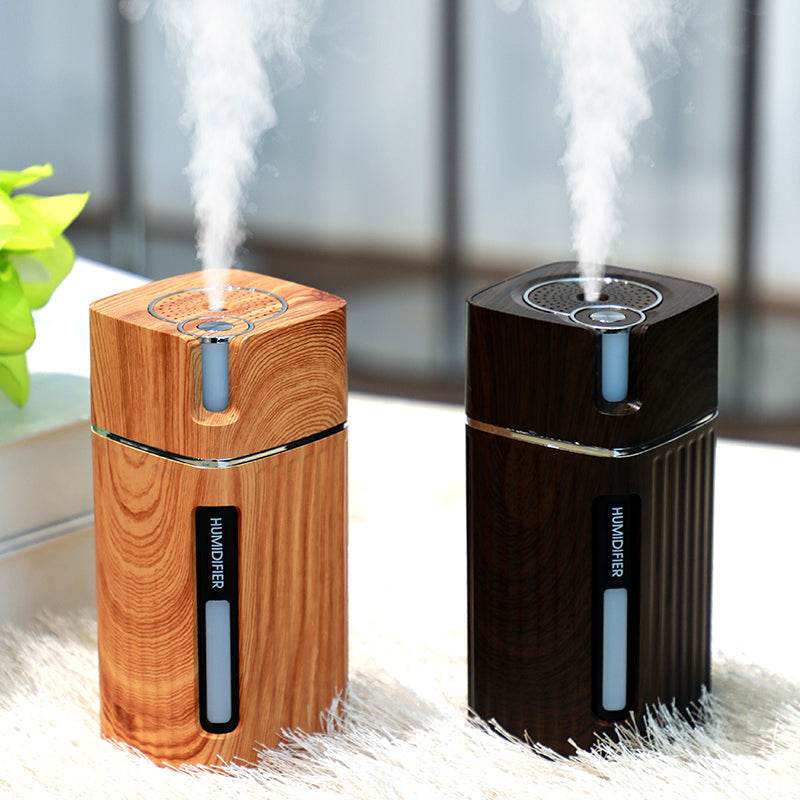 Wood Grain Mini USB Humidifier with LED Night Light