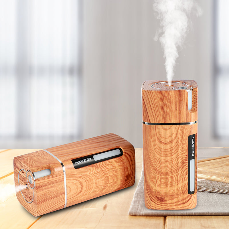 Wood Grain Mini USB Humidifier with LED Night Light