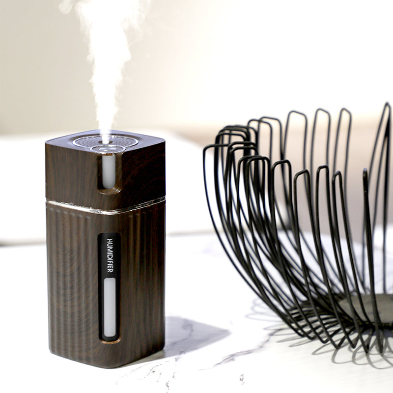 Wood Grain Mini USB Humidifier with LED Night Light