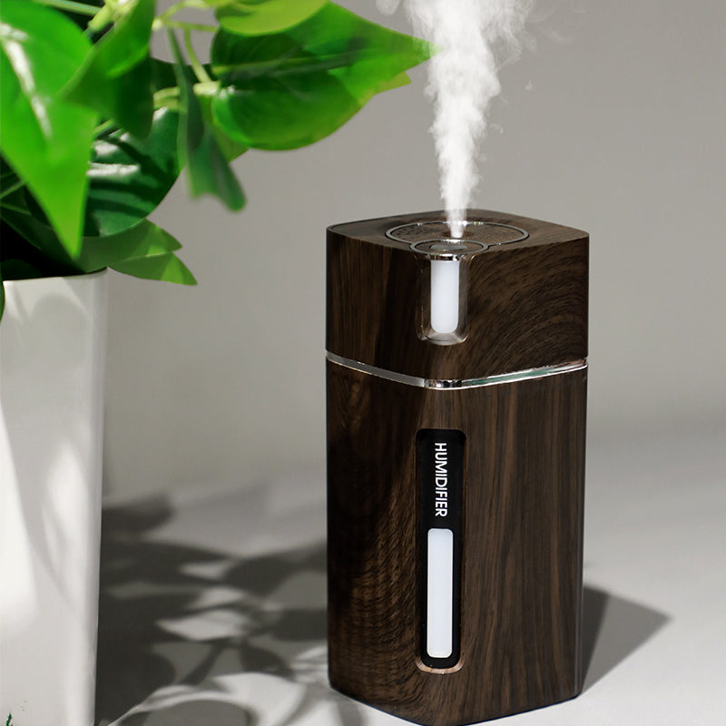 Wood Grain Mini USB Humidifier with LED Night Light