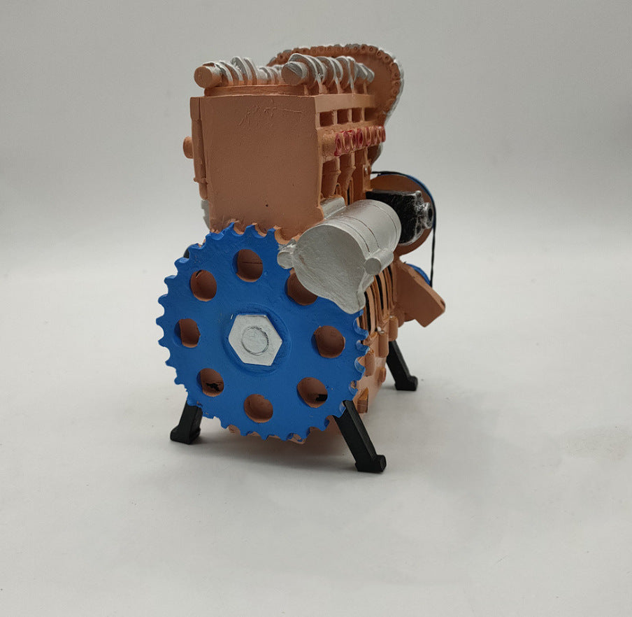 Resin Engine Ornament for Industrial-Style Desk Decor