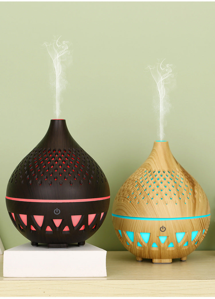 Wood Grain Aromatherapy Diffuser with 7 Color Lights