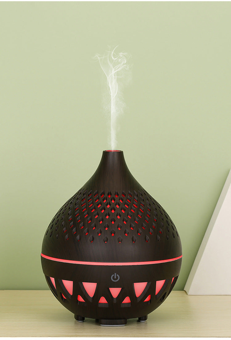 Wood Grain Aromatherapy Diffuser with 7 Color Lights