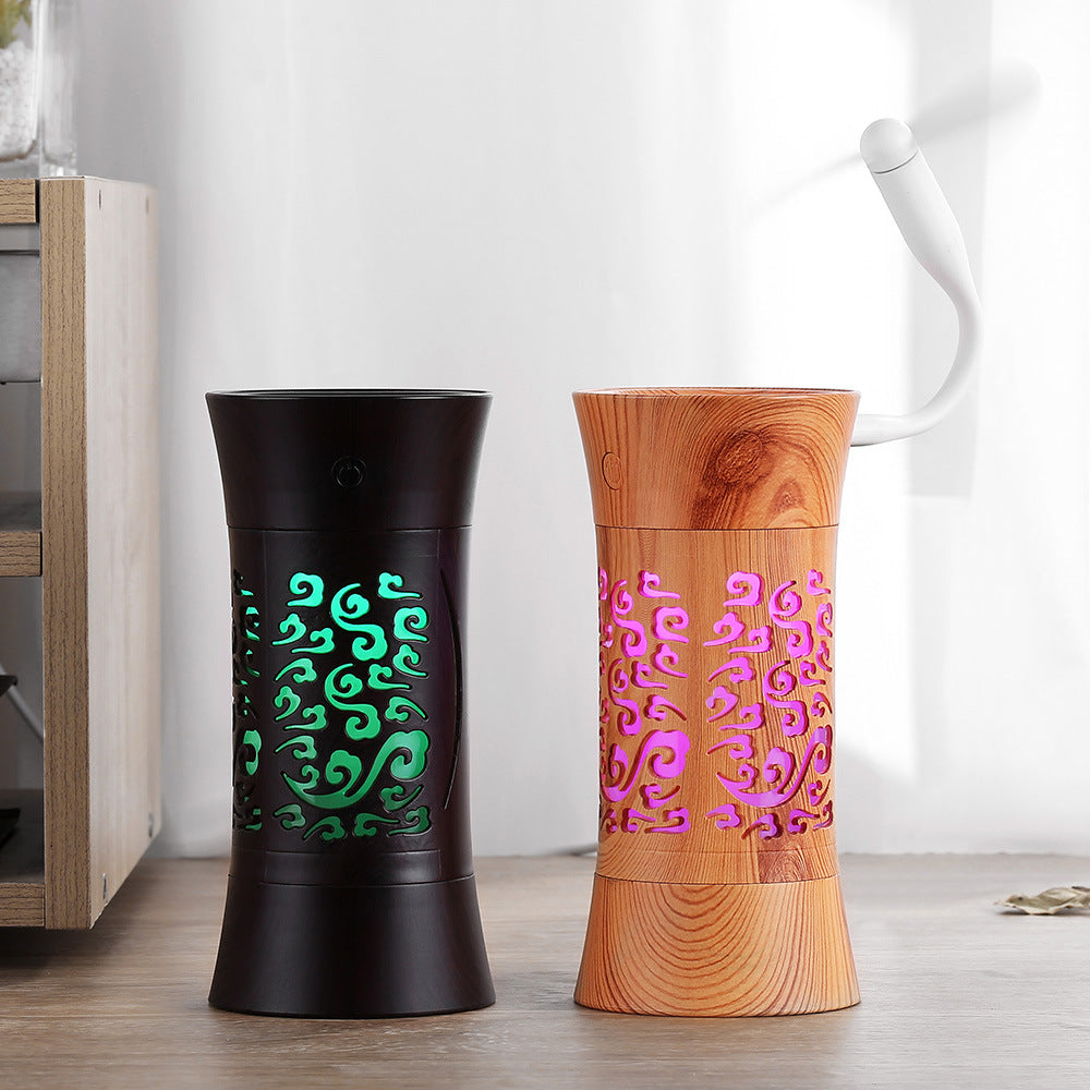Wood Grain Aromatherapy Humidifier with Colorful LED Light