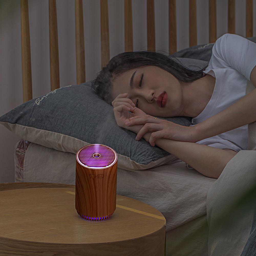 Wood Grain Mini Humidifier with Ambient Night Light