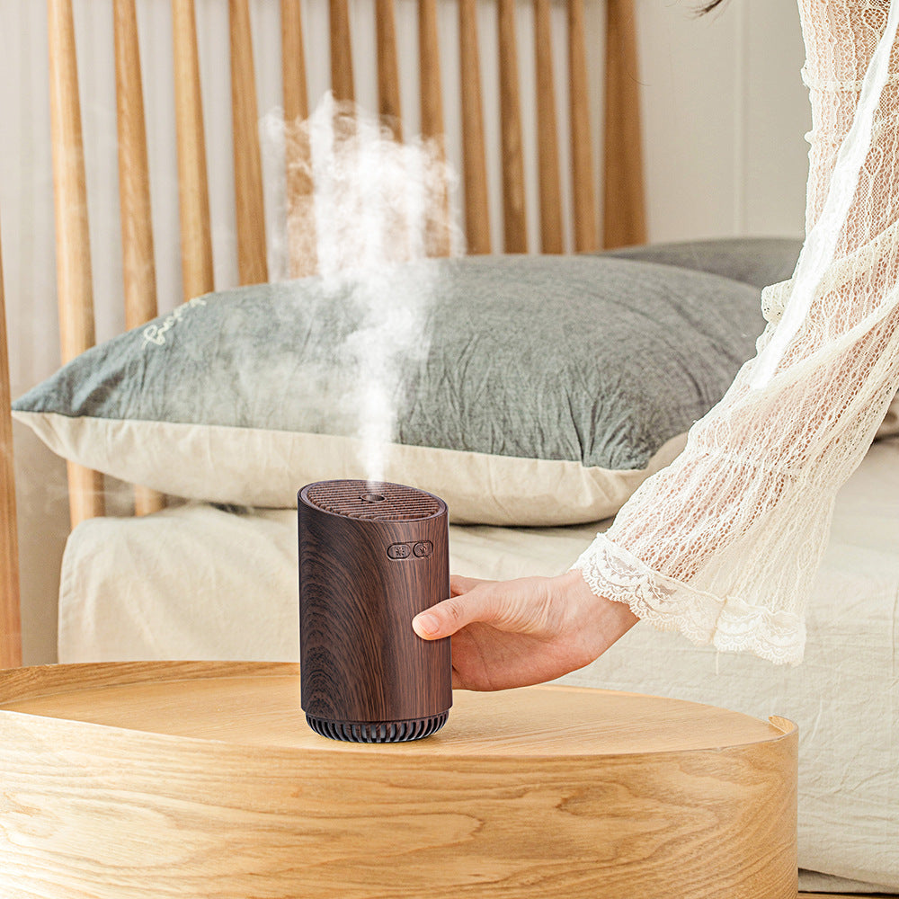 Wood Grain Mini Humidifier with Ambient Night Light