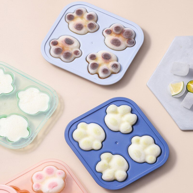 Cat Paw Silicone Ice Tray with Lid, Pops Out Easily