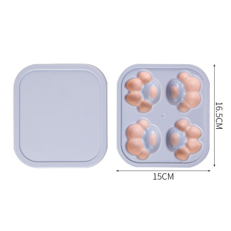 Cat Paw Silicone Ice Tray with Lid, Pops Out Easily