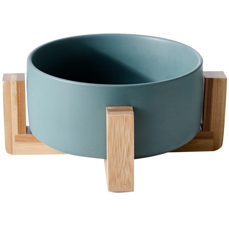Raised Ceramic Cat Bowl With Stable Anti-Tip Feeding
