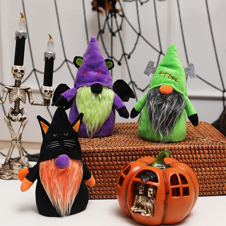 Halloween Gnome Trio Plush Decorations for Festive Shelves