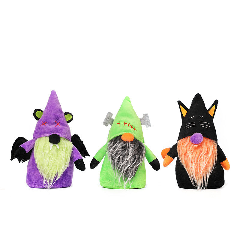 Halloween Gnome Trio Plush Decorations for Festive Shelves