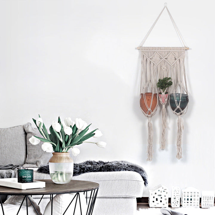 Woven Hanging Planter Tapestry for Vertical Indoor Gardens