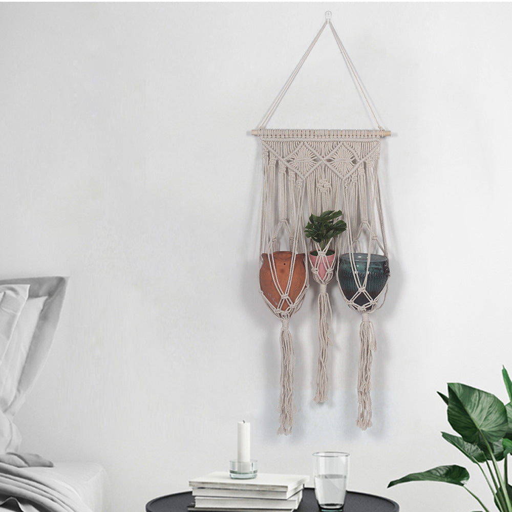 Woven Hanging Planter Tapestry for Vertical Indoor Gardens