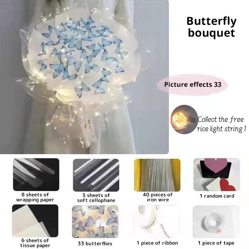 DIY Butterfly Bouquet Kit with Warm Fairy Light Decor