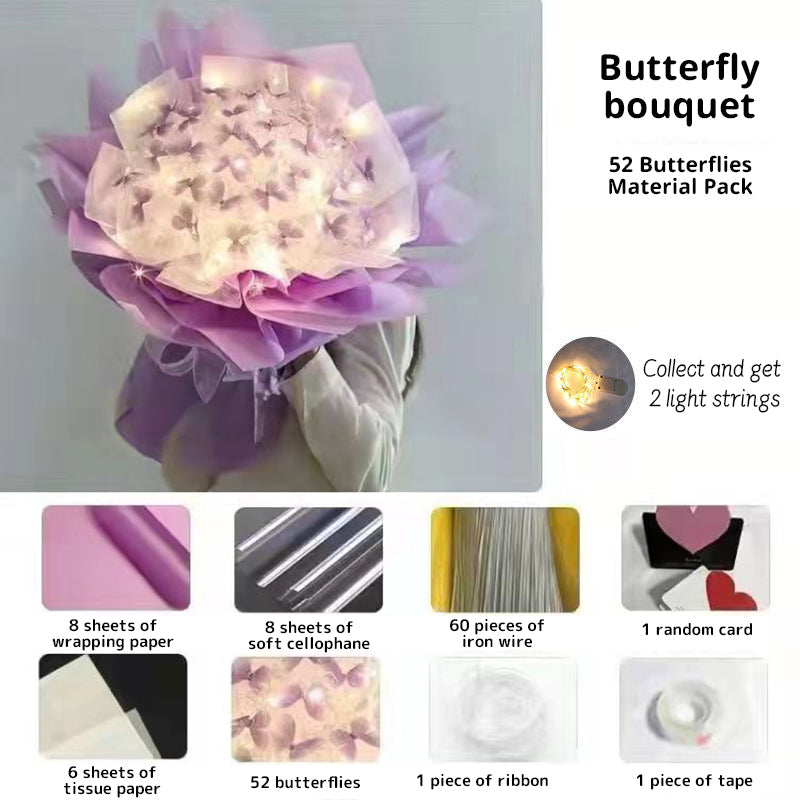 DIY Butterfly Bouquet Kit with Warm Fairy Light Decor