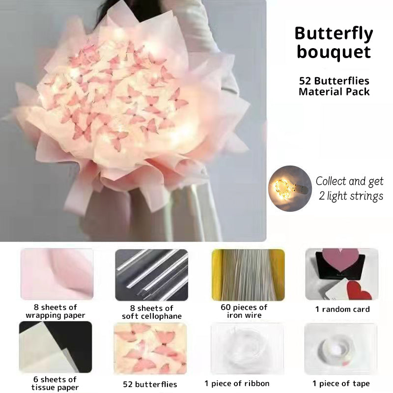 DIY Butterfly Bouquet Kit with Warm Fairy Light Decor
