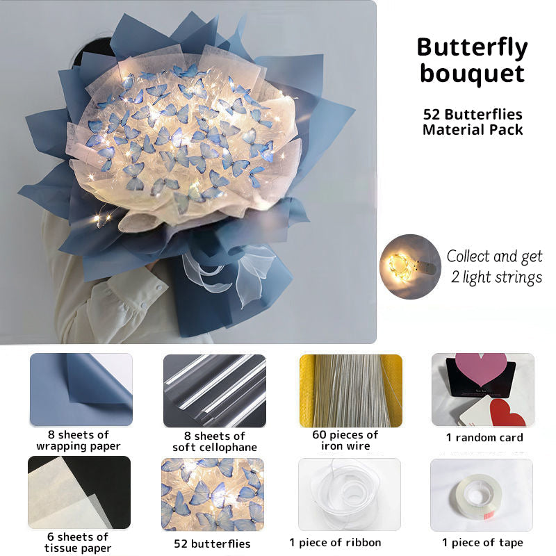 DIY Butterfly Bouquet Kit with Warm Fairy Light Decor