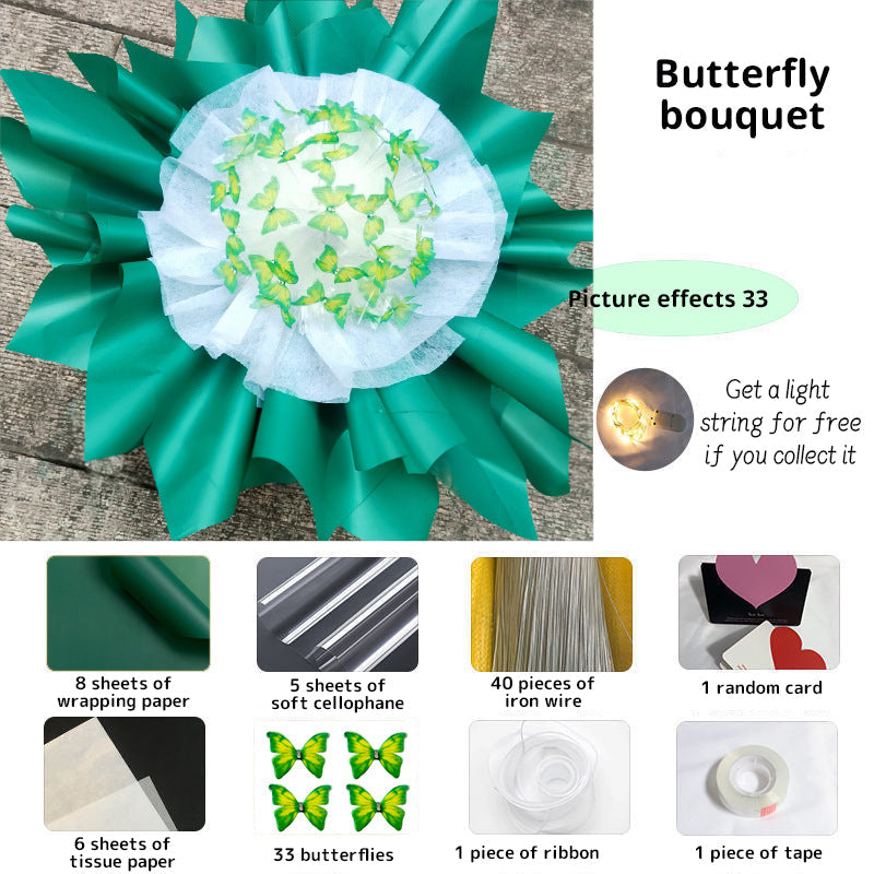 DIY Butterfly Bouquet Kit with Warm Fairy Light Decor