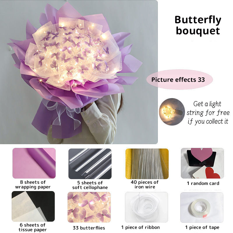 DIY Butterfly Bouquet Kit with Warm Fairy Light Decor