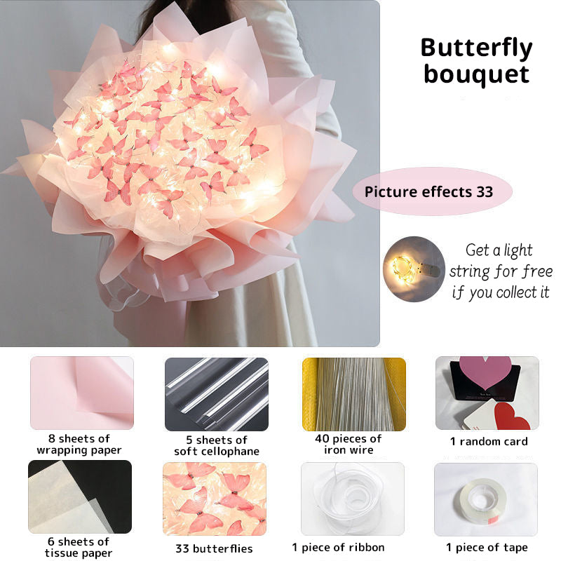 DIY Butterfly Bouquet Kit with Warm Fairy Light Decor
