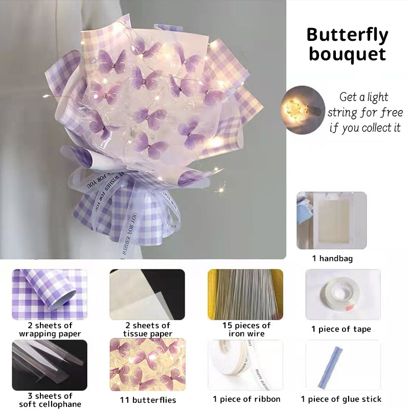 DIY Butterfly Bouquet Kit with Warm Fairy Light Decor
