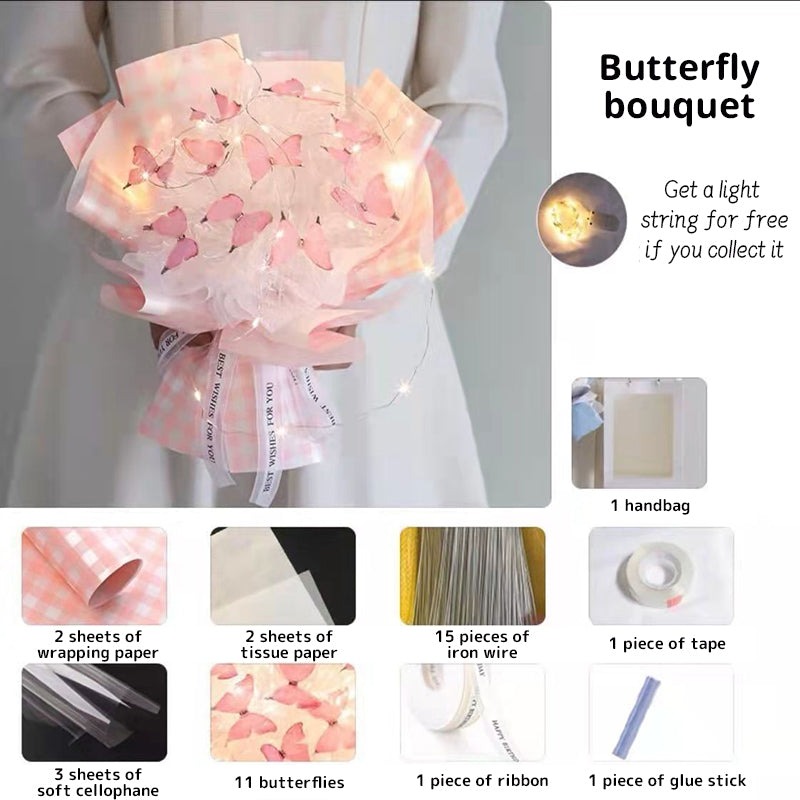 DIY Butterfly Bouquet Kit with Warm Fairy Light Decor