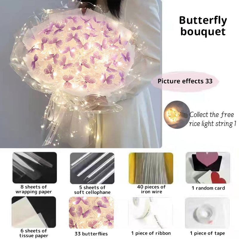 DIY Butterfly Bouquet Kit with Warm Fairy Light Decor