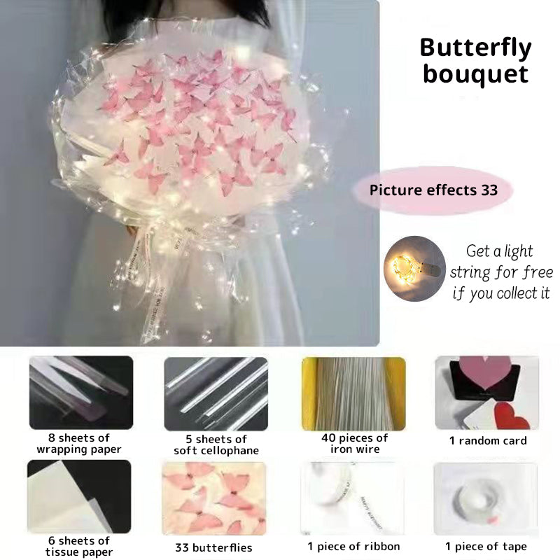 DIY Butterfly Bouquet Kit with Warm Fairy Light Decor