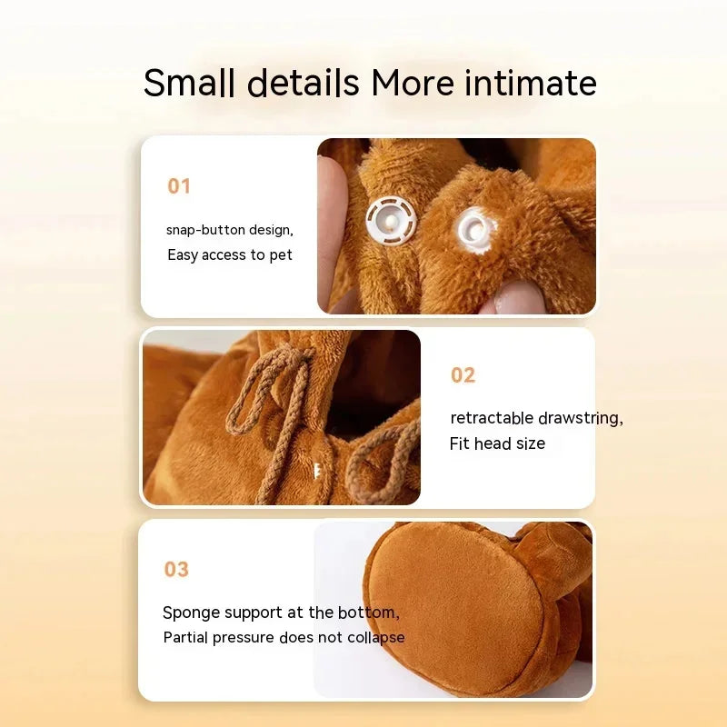 Pet Carrier Bag for Warm Teddy Bear Hands-Free Walks