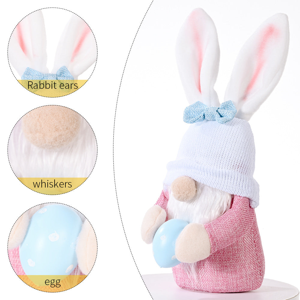Easter Bunny Gnome Ornament with Pastel Egg Home Decor