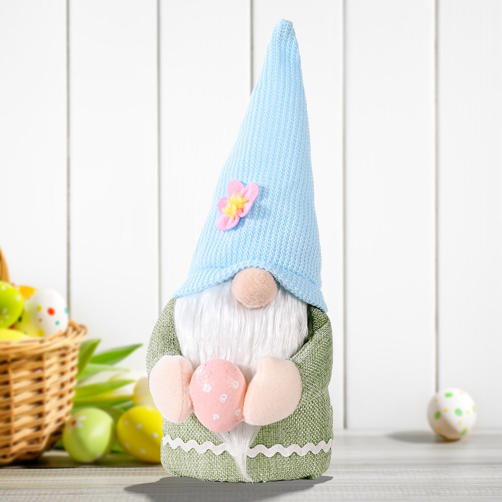 Easter Bunny Gnome Ornament with Pastel Egg Home Decor