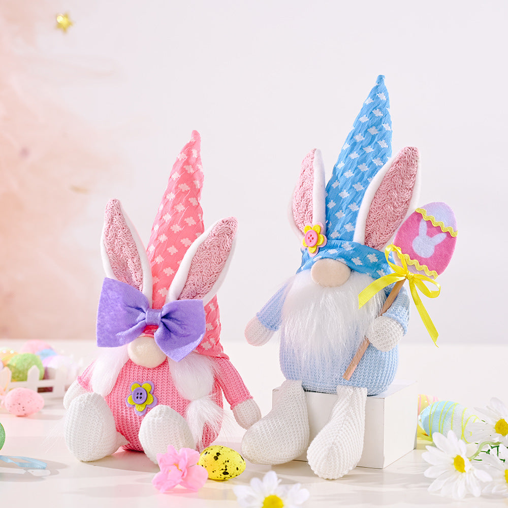 Easter Rabbit Doll Set for Whimsical Pastel Home Decor