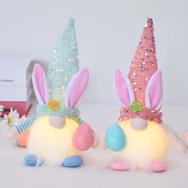Lighted Easter Gnome Decoration for Festive Shelves