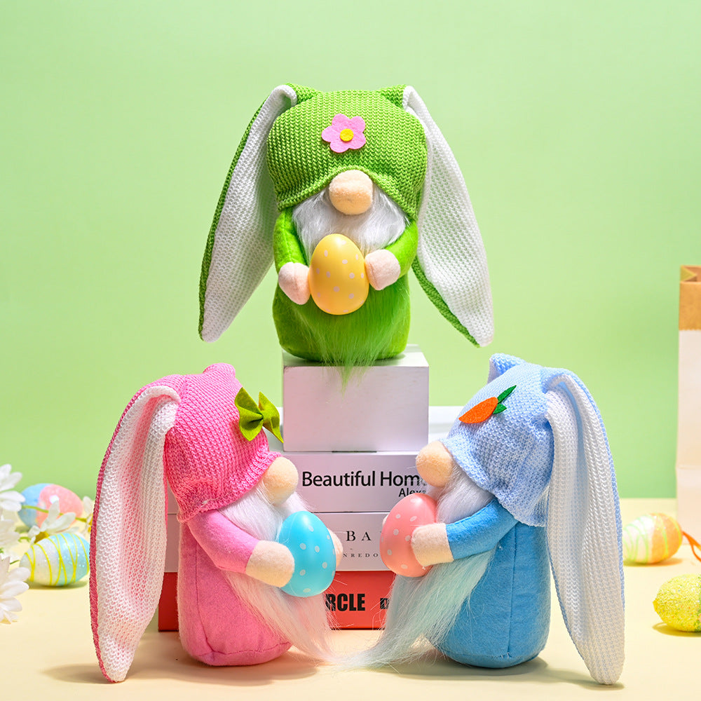 Easter Rabbit Decor Trio – Colorful Spring Table Display