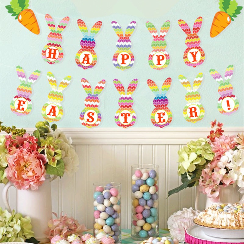 Easter Bunny Banner for a Cheerful Party Backdrop Decor