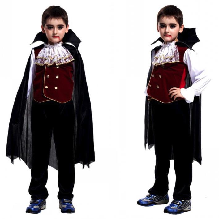 Children's Vampire Costume Set with Dramatic Cape